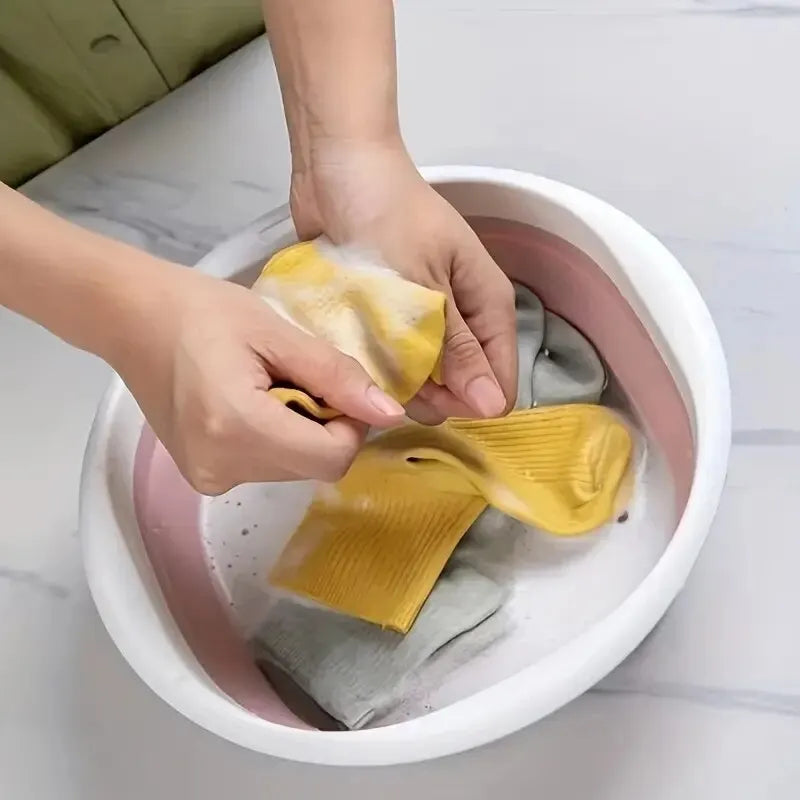 25cm Collapsible Foot Bath Basin Foldable Soaking Tub Portable Plastic Wash Basin for Home Travel and Laundry