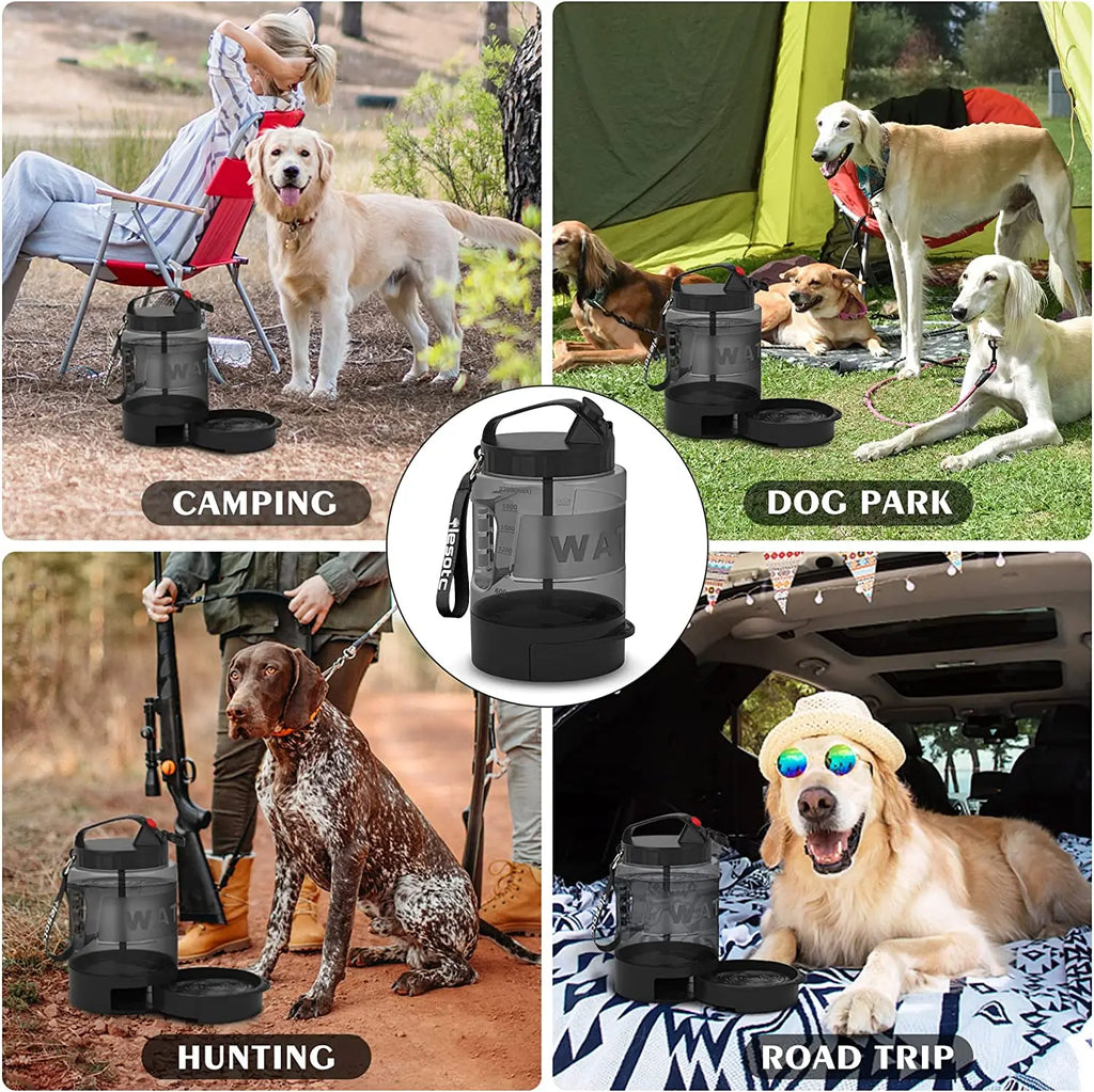 2200ml Portable Dog Water Bottle with Foldable Drinking Bowl Large Capacity Travel Water Dispenser