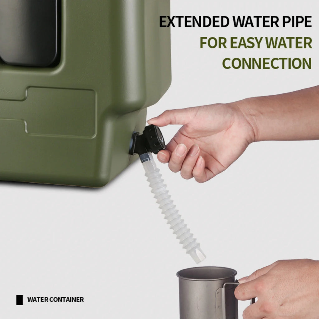 20L Portable Army Green Water Storage Tank with Spigot Soap Dispenser and Carry Handle
