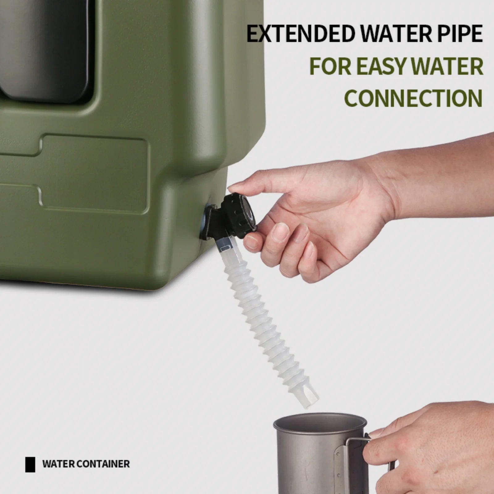 20L Portable Army Green Water Storage Tank with Spigot Soap Dispenser and Carry Handle