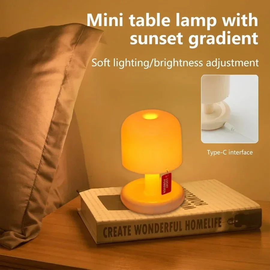 Rechargeable Sunset Night Light Warm White Table Lamp with Touch Control for Bedroom and Desk