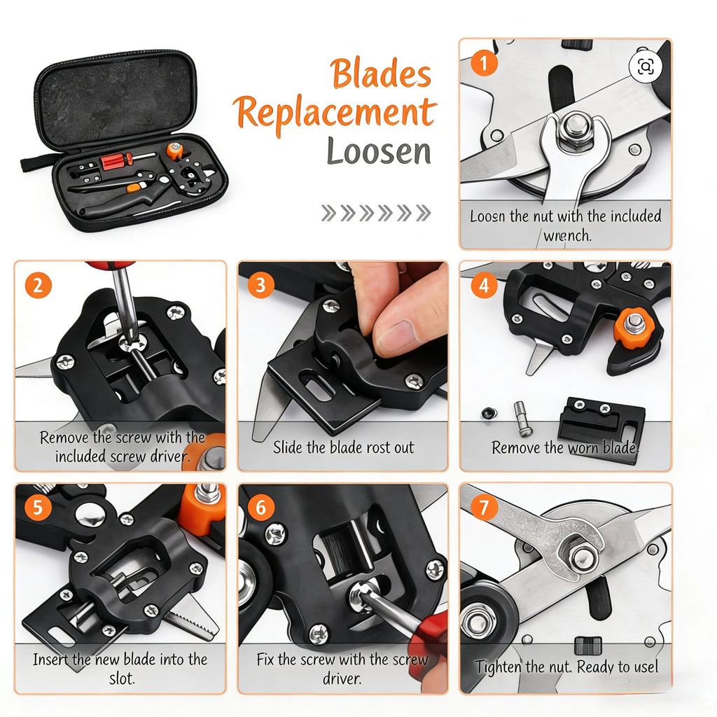 Grafting Pruner Tool Metal Branch Cutter with Grafting Knife and Film for Garden Tree Plant Pruning