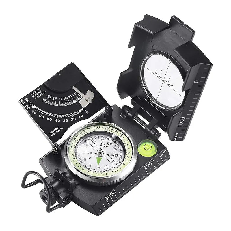 Multifunctional Military Sighting Black Compass with Inclinometer Waterproof Navigation Compass for Hiking Camping and Outdoor Use