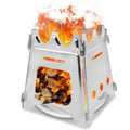 Portable Folding Stainless Steel Wood Stove Lightweight Camping Firewood Stove