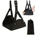 2 Piece Portable Adjustable Black Foot Hammock for Airplane Car and Office Hanging Leg Support with Storage Bag