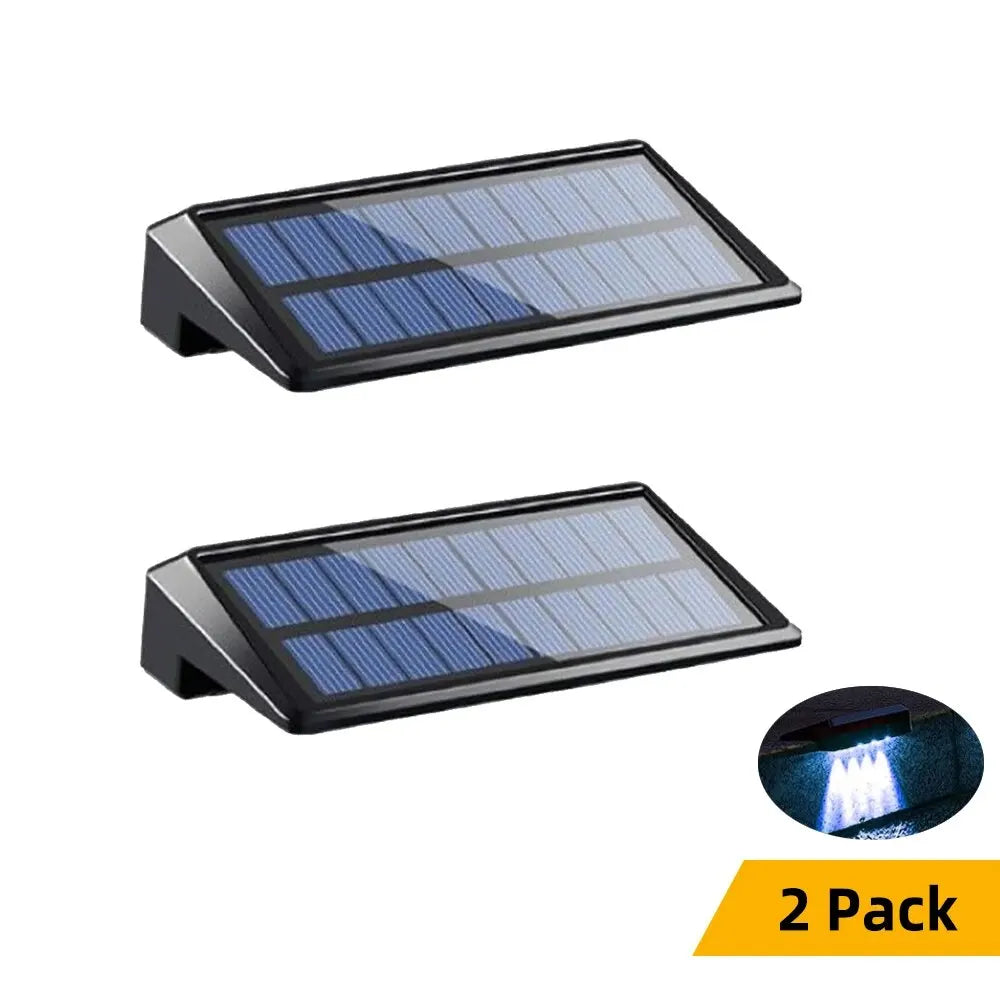 2 Pack Solar White LED Wall Lights Outdoor Waterproof Fence Deck Pathway Lights