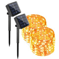 2 Piece 102m 1000 LED Solar Fairy String Lights Warm White Waterproof Outdoor Garden Party Lights