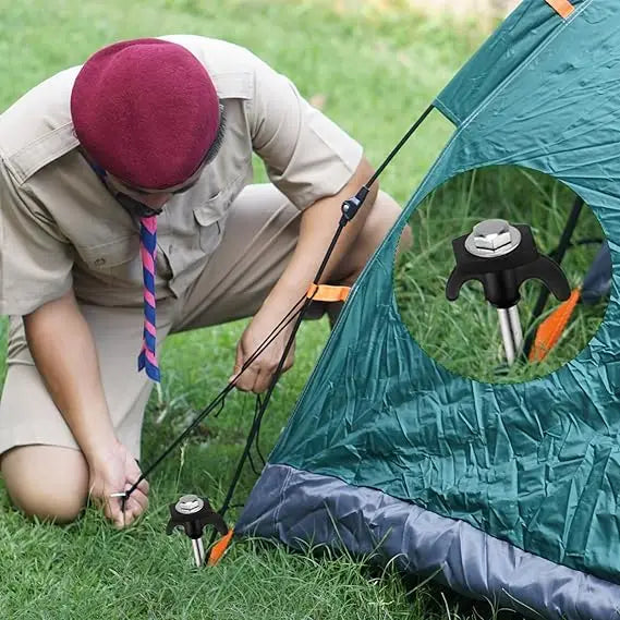 4 Piece Black Tent Stakes Heavy Duty Carbon Steel Spiral Ground Anchors for Camping Canopies and Tarps