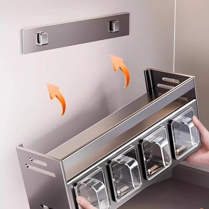 Multi Layer Kitchen Spice Rack Organizer with Seasoning Containers and Storage Shelf 43.4cm