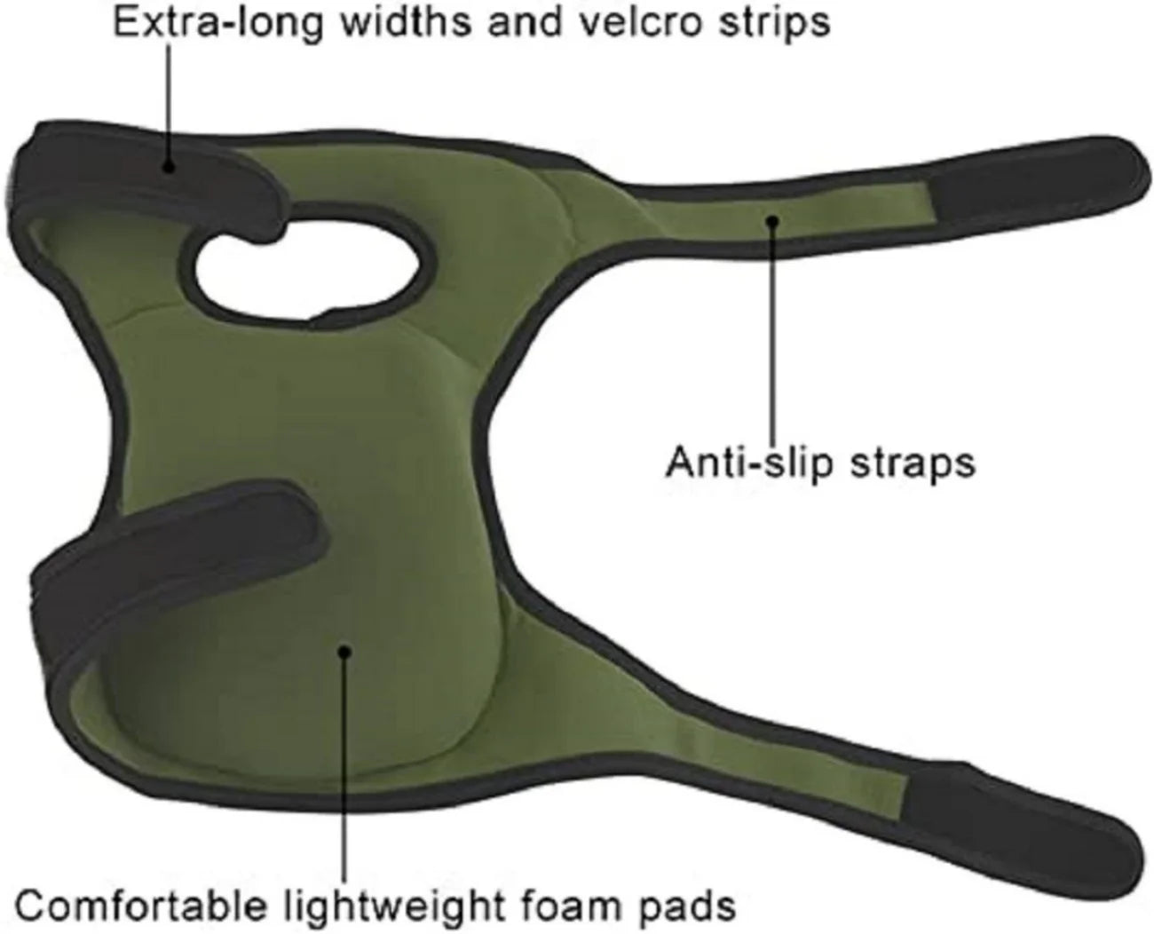 1 Pair Green Gardening Knee Pads Anti-Slip Cushioned Protective Kneepads Adjustable
