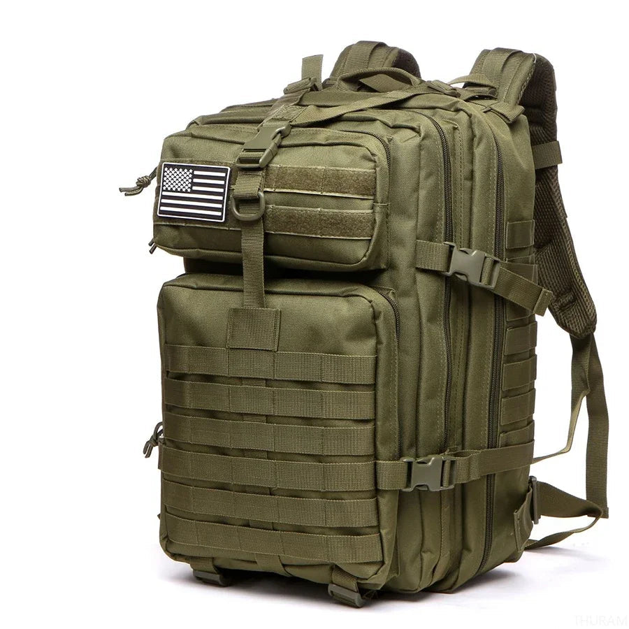 50L Green Waterproof Tactical Backpack with Molle Webbing for Hiking Camping Trekking and Travel