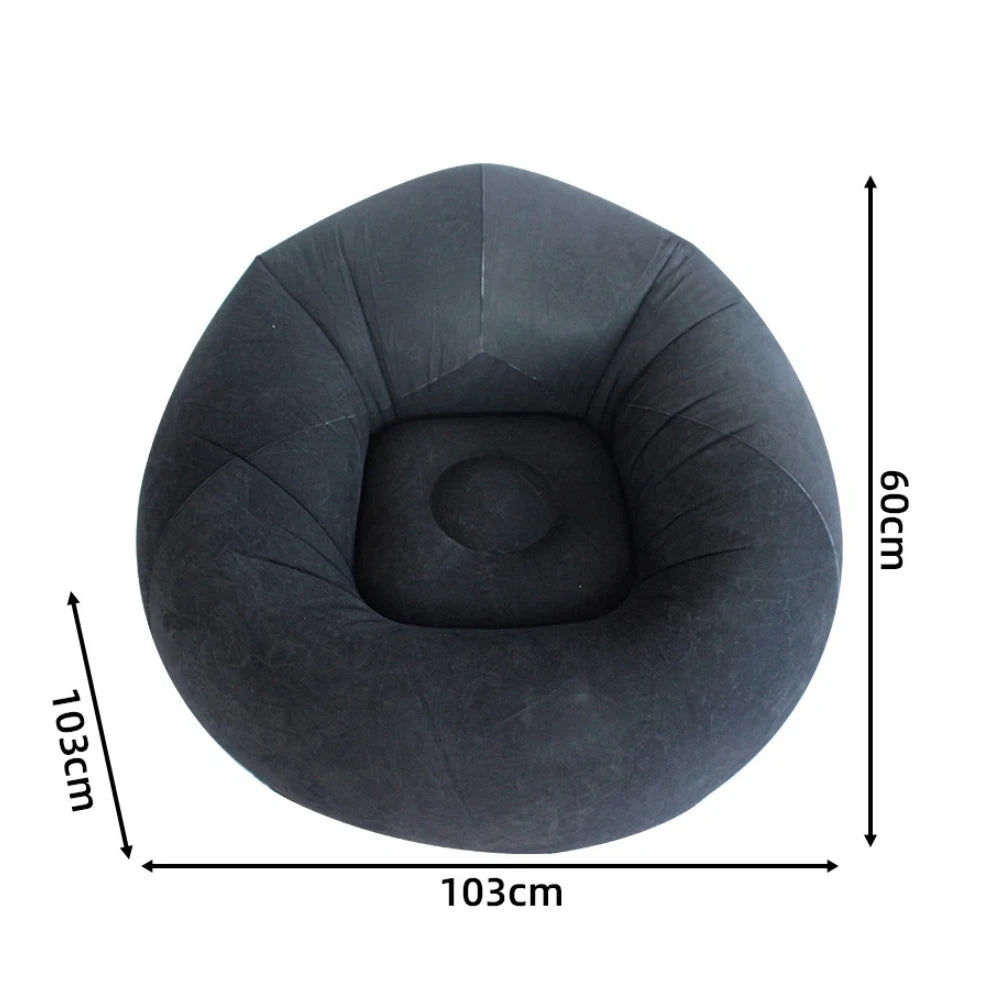 Black Inflatable Air Sofa Chair Portable PVC Lounge Seat for Outdoor Camping and Living Room