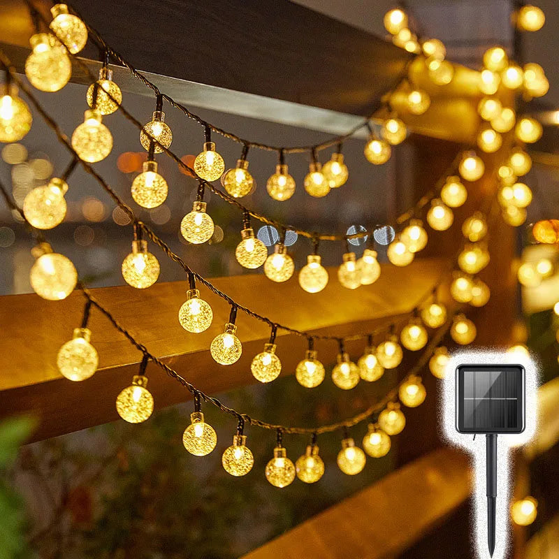 5M 20 LED Solar Bubble Ball String Lights Warm White Waterproof Outdoor Garden Patio Decorative Lights