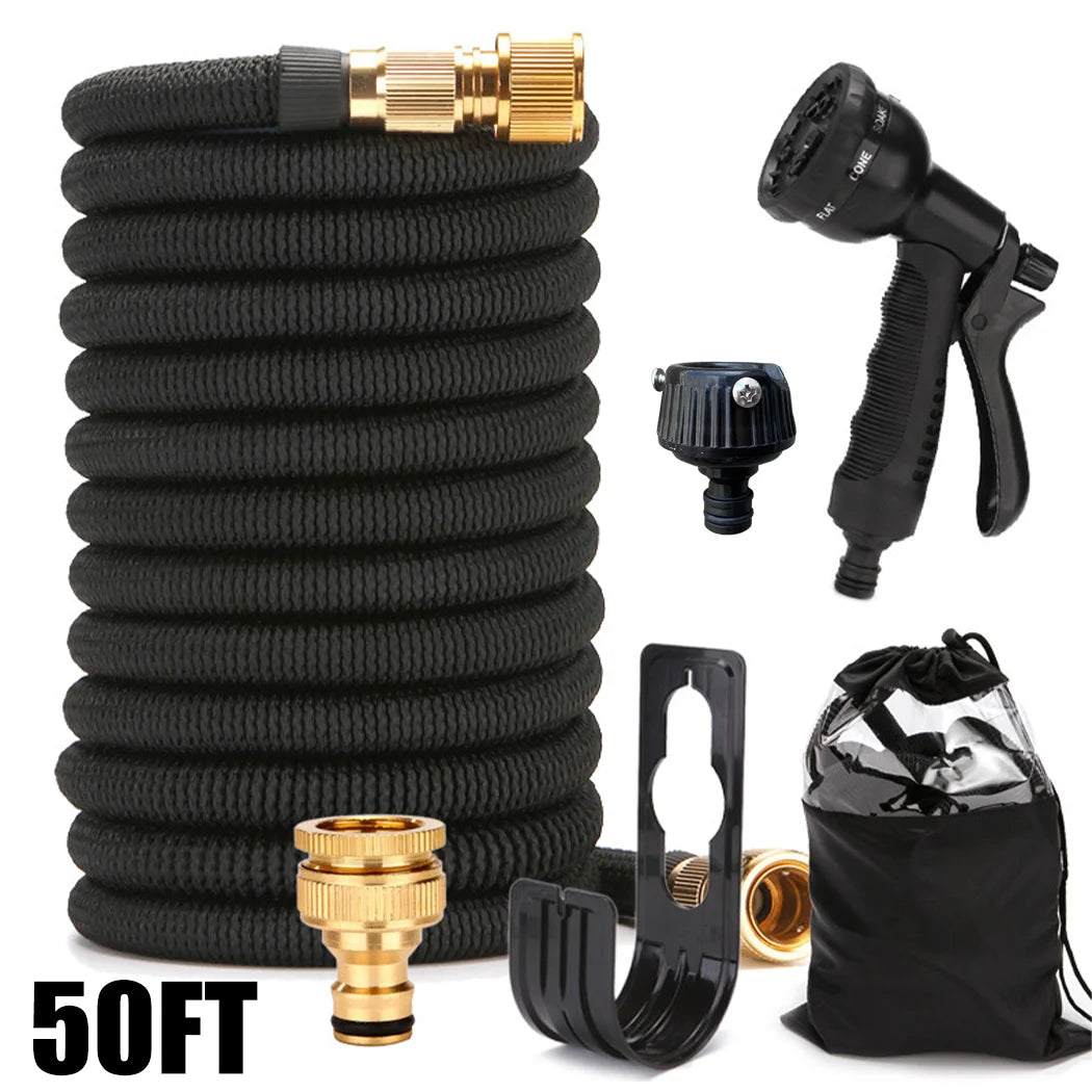 50FT Expandable Garden Hose with Spray Nozzle Flexible Water Pipe