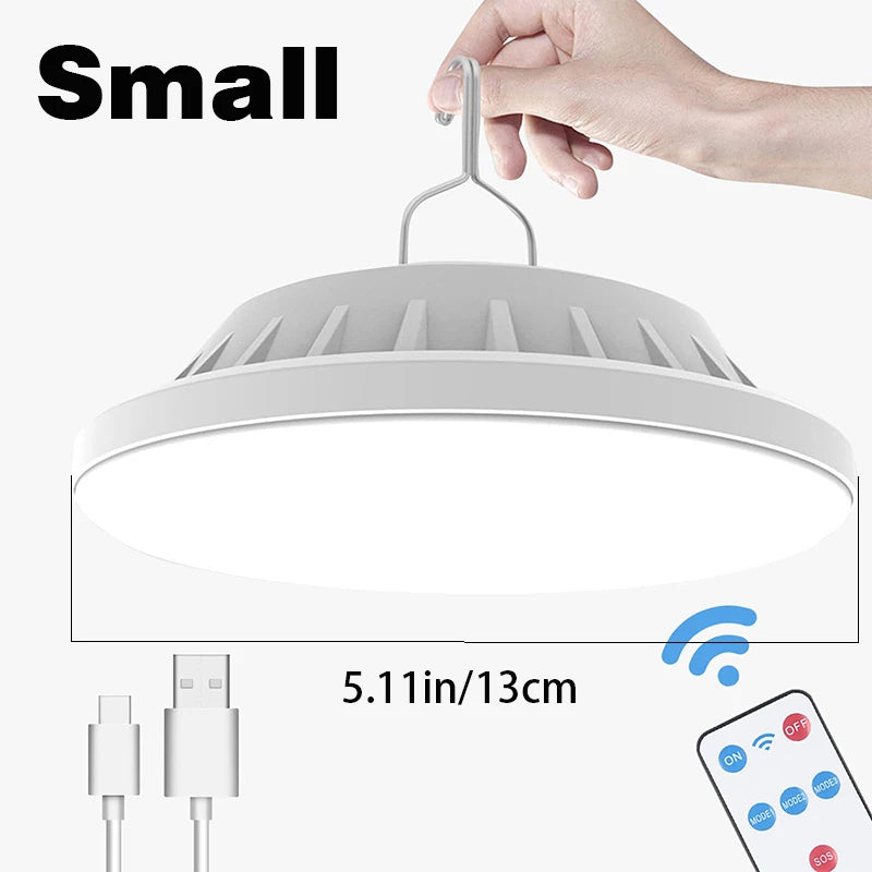 Portable Solar 60LED Camping Light Small USB Rechargeable Hanging Lamp with Remote Control