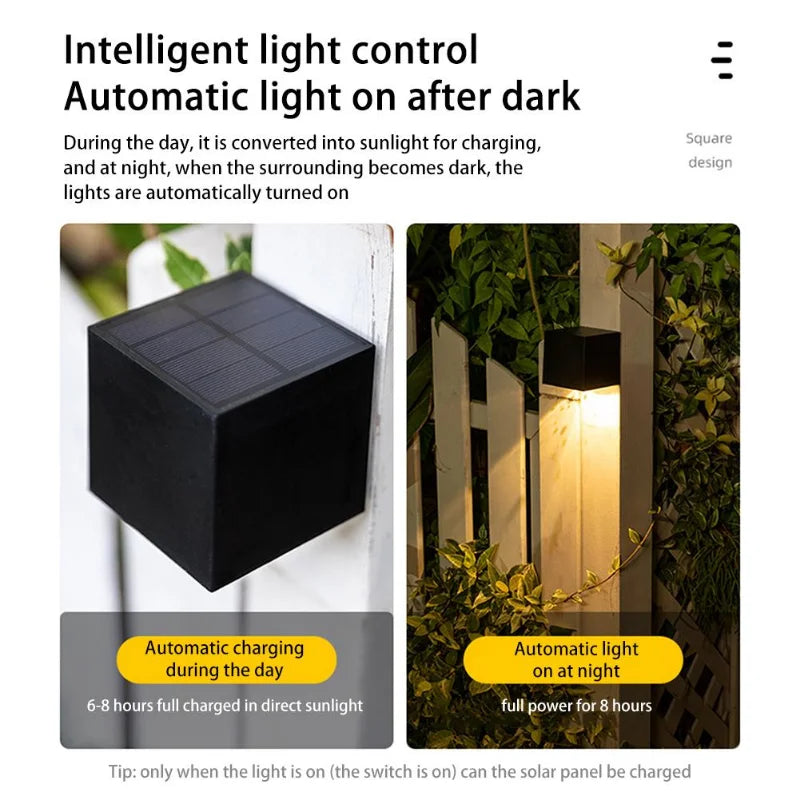 1 Piece Solar Powered LED Wall Light IP65 Waterproof Outdoor Garden Fence Lamp