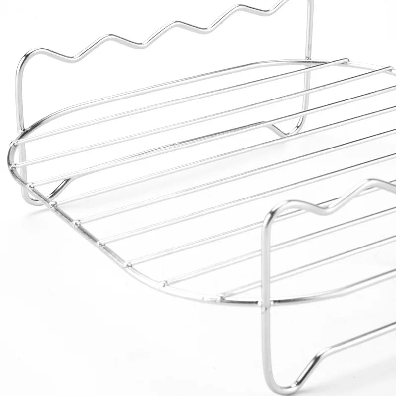 Stainless Steel Square Grill Rack with Skewers for BBQ Air Fryer and Steamer