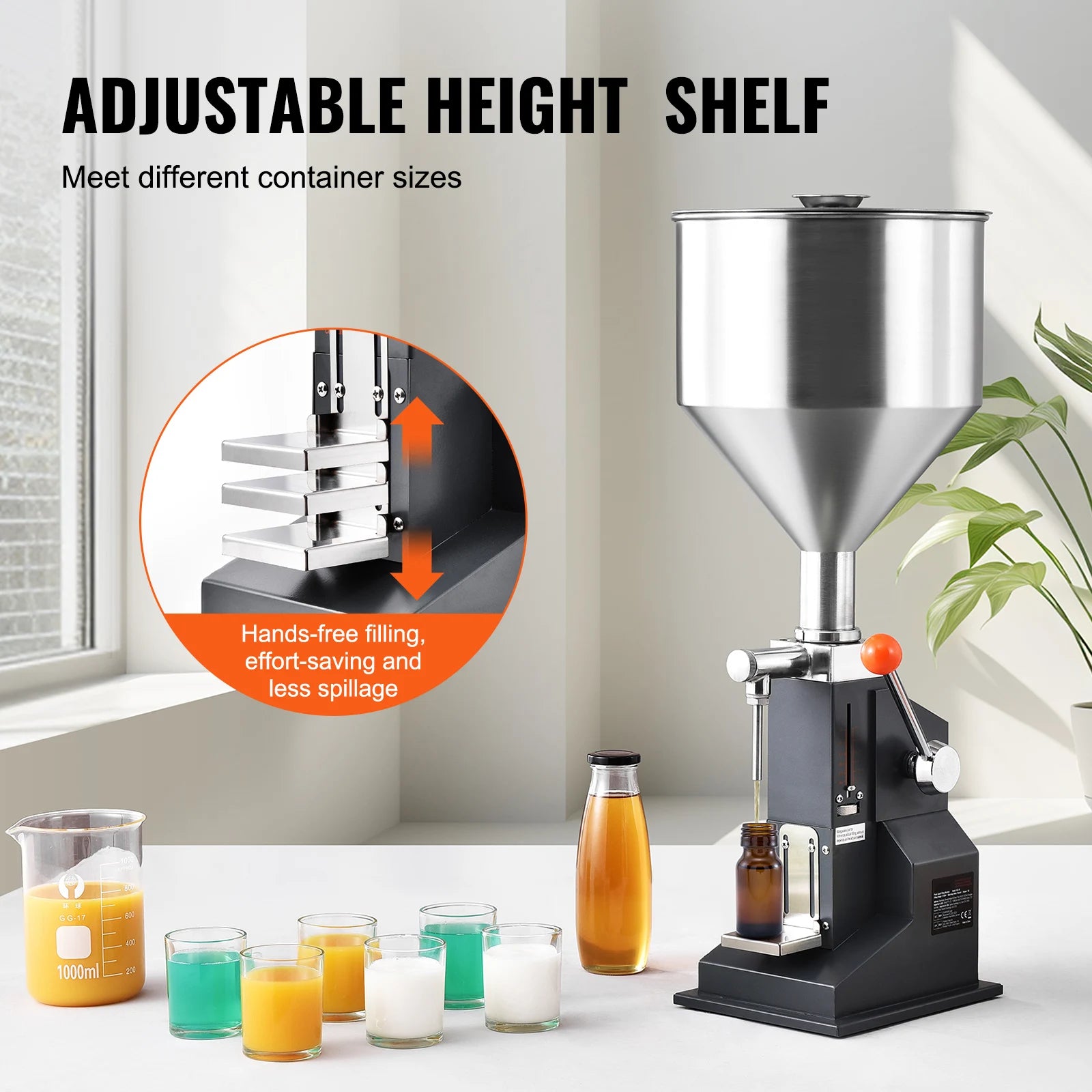 Manual Liquid Filling Machine 5-50ml Bottle Filler Stainless Steel with Foot Pedal