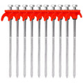 10 Piece Red Tent Stakes Heavy Duty Carbon Steel Spiral Ground Anchors for Camping Canopies and Tarps