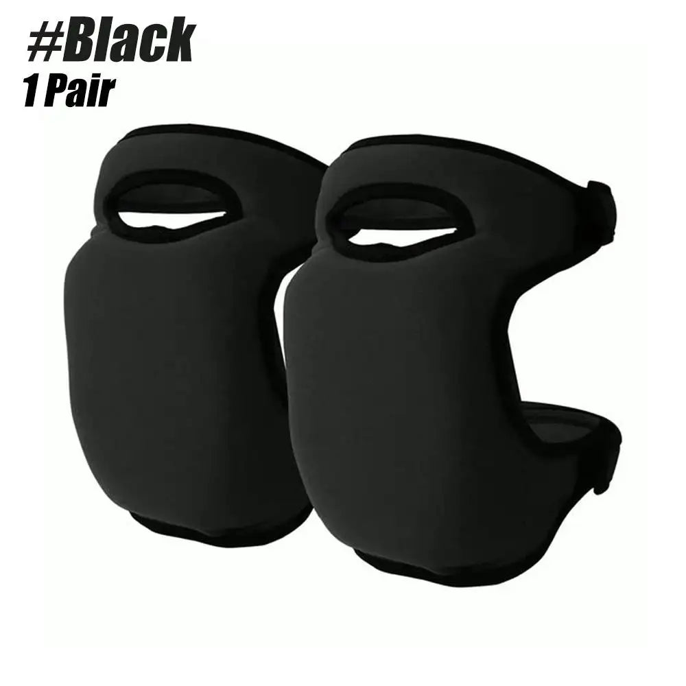1 Pair Black Gardening Knee Pads Anti-Slip Cushioned Protective Kneepads Adjustable