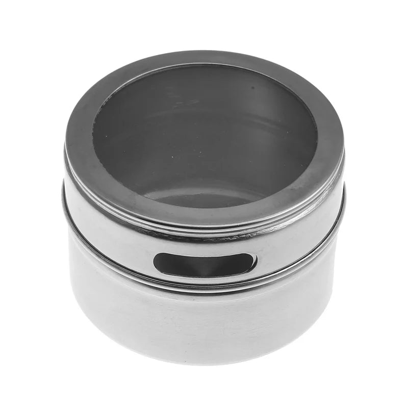 1 Piece Magnetic Spice Storage Jar Stainless Steel Seasoning Container with Spice Label
