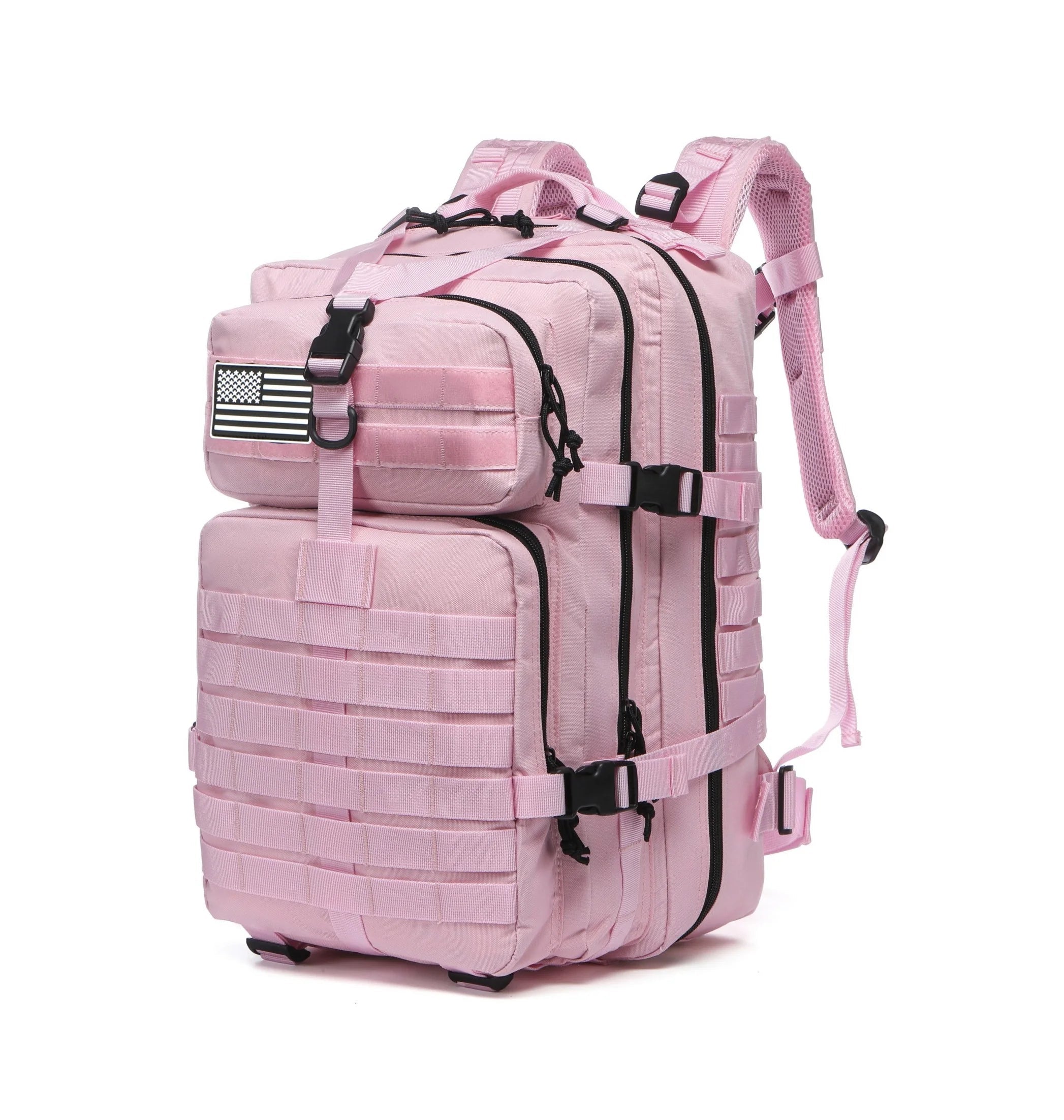 50L Pink Waterproof Tactical Backpack with Molle Webbing for Hiking Camping Trekking and Travel