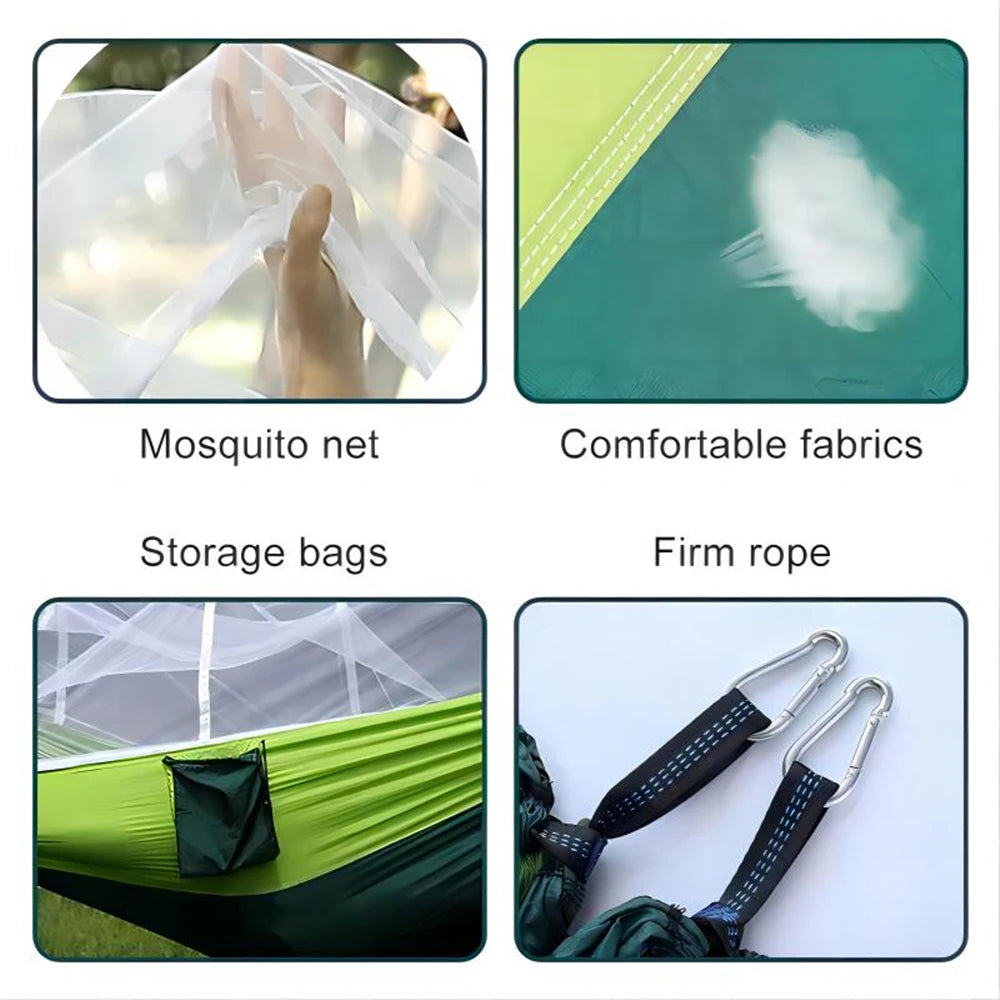 Portable Double Camping Hammock with Mosquito Net Chartreuse Outdoor Travel Hammock