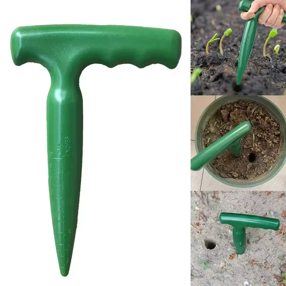 Handheld Garden Hole Puncher Seed Planting Dibber with Measurement Scale Lightweight Soil Hole Maker Tool