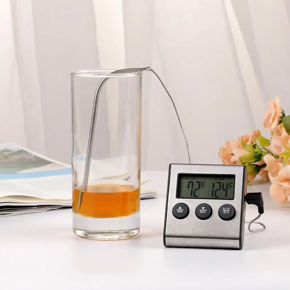 Digital Kitchen Thermometer with Stainless Steel Probe for BBQ Grill Oven Meat Cooking