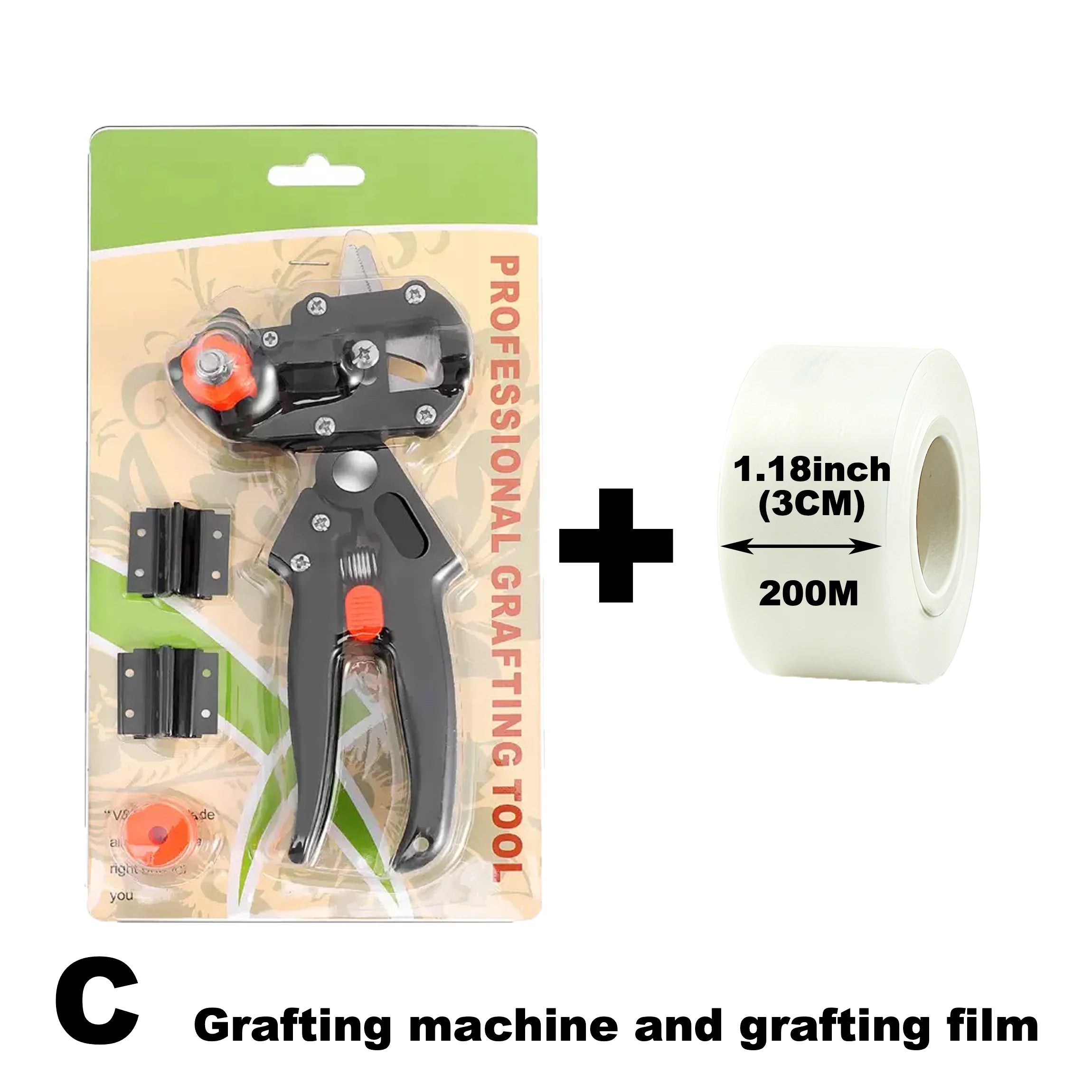 Grafting Pruner Tool with 200m Grafting Film Metal Branch Cutter for Tree Plant Garden Pruning