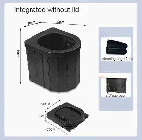 Portable Folding Bucket Toilet Seat Black Without Lid Compact Plastic Outdoor Emergency Toilet for Camping Travel