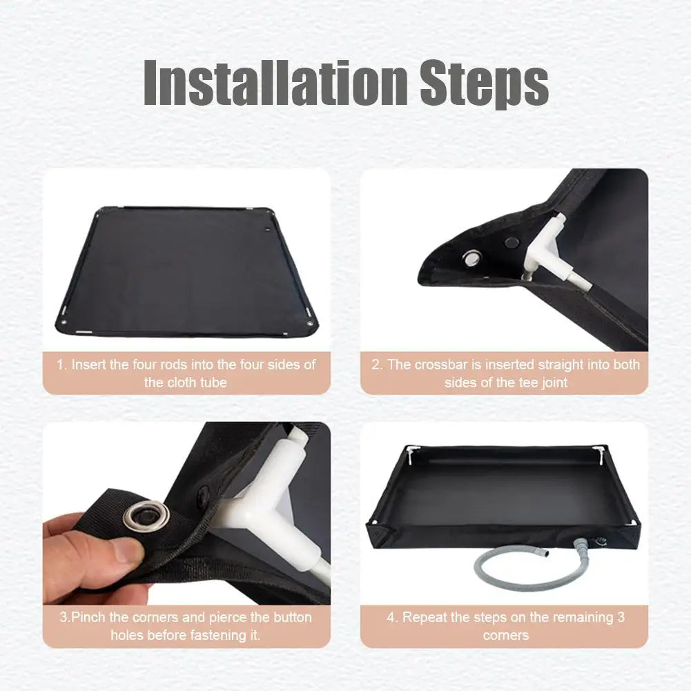 Portable Black Foldable Shower Pan with Drain Hose Outdoor Shower Base for Camping RV Beach and Pet Bathing