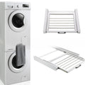 Adjustable Washer Dryer Stacking Rack with Pull Out Shelf Heavy Duty Aluminum Alloy Laundry Organizer