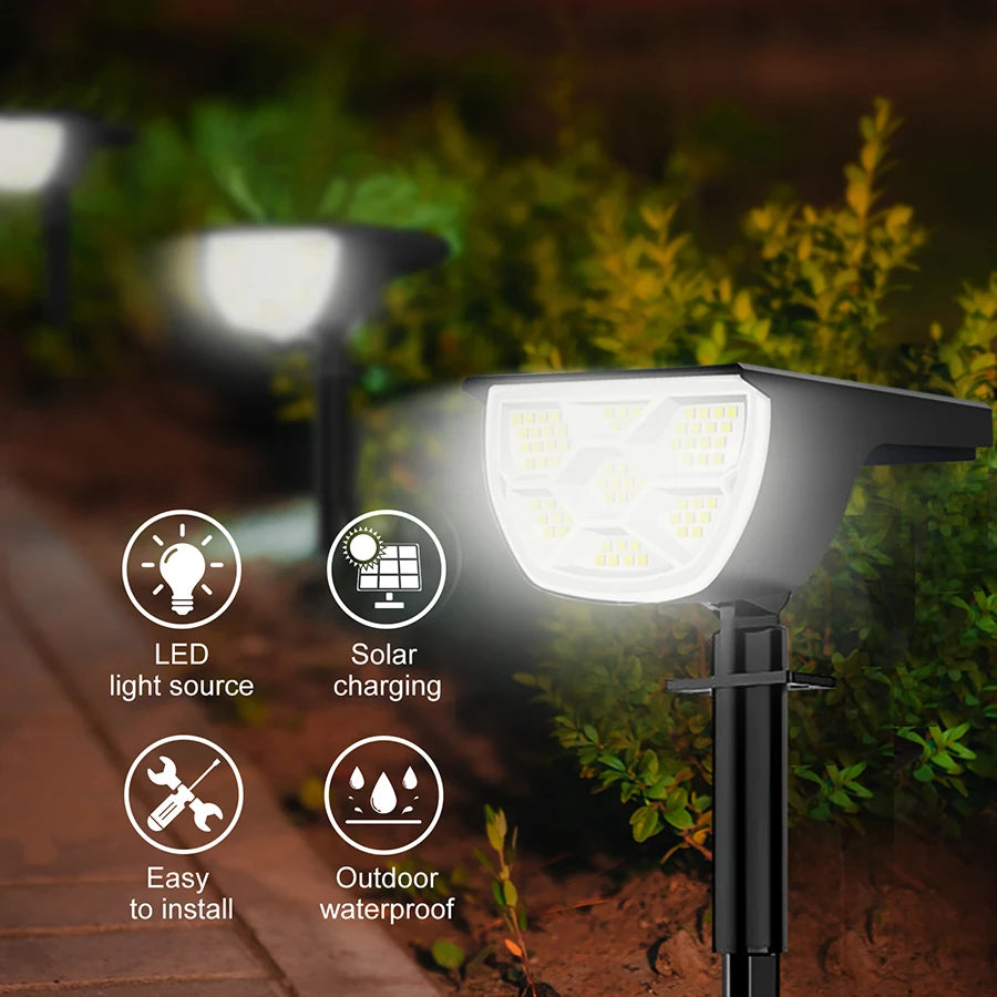 56LED White Light Solar Powered Motion Sensor Garden Light Waterproof Outdoor Pathway Lamp