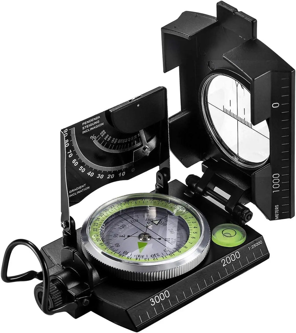 Multifunctional Military Sighting Black Compass with Inclinometer Waterproof Navigation Compass for Hiking Camping and Outdoor Use