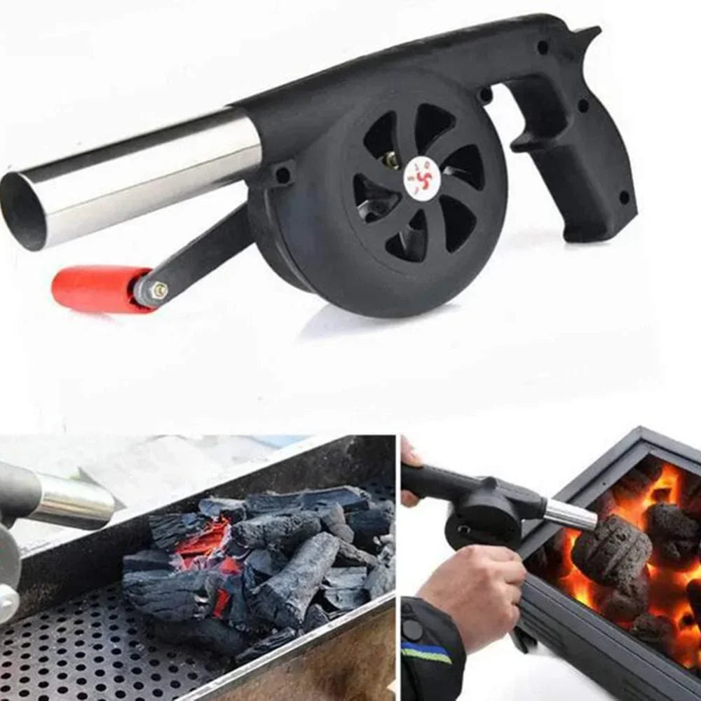 Portable Hand BBQ Air Blower Manual Fire Starter Fan for Charcoal Grill and Outdoor Cooking