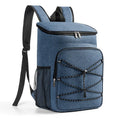 Large Capacity Blue Insulated Backpack Lunch Bag with Multiple Compartments for Camping Picnics and Travel