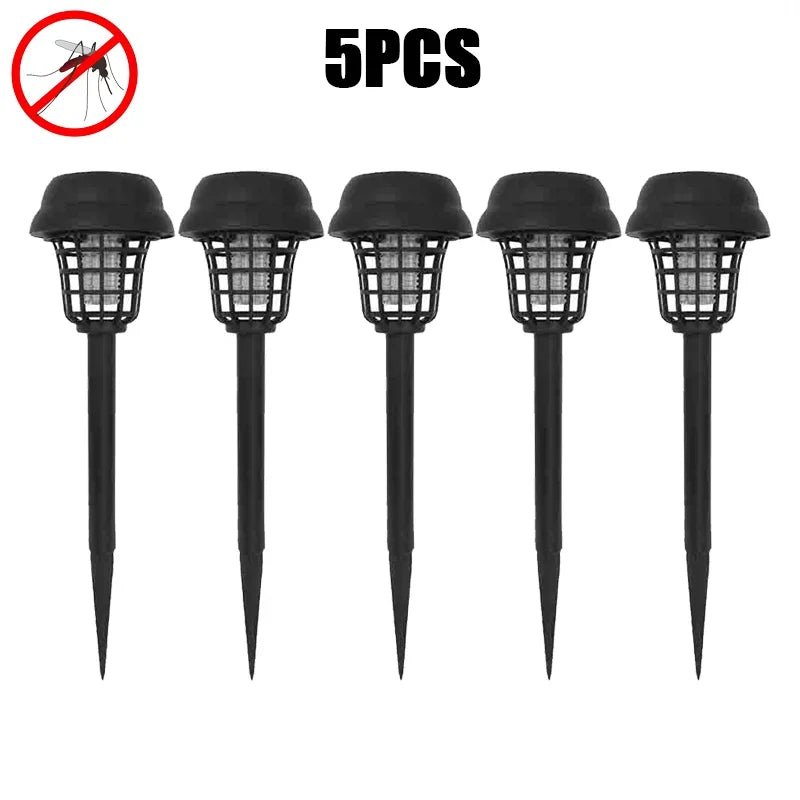 5 Piece Solar Mosquito Killer Lamp Waterproof Outdoor Garden Bug Zapper Light for Patio Camping and Yard