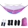 Portable Double Camping Hammock with Mosquito Net Light Blue Pink Outdoor Travel Hammock