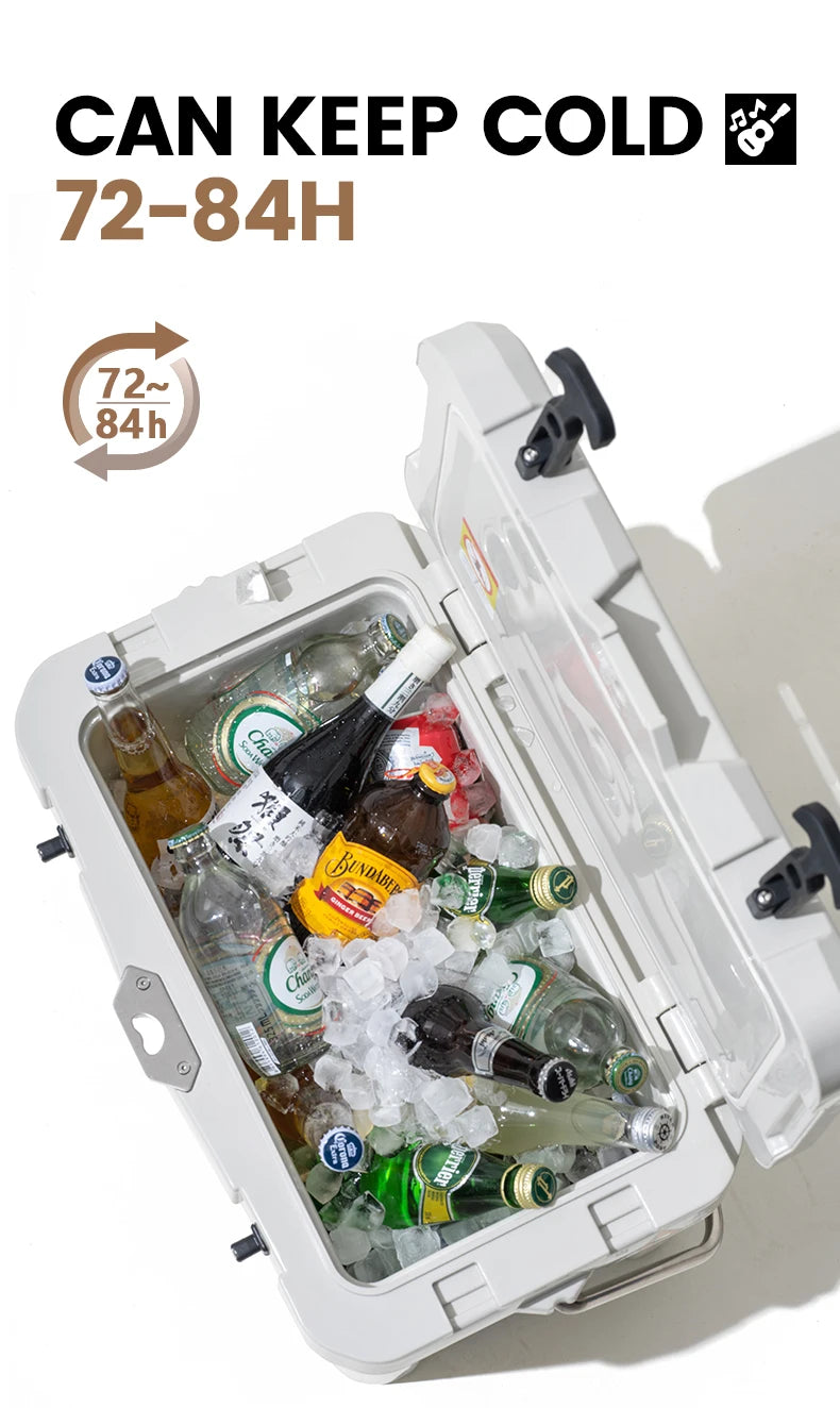 25L Portable Ice Cooler Box White Insulated Camping Cold Storage Box