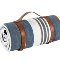 150x200cm Foldable Mocha Blue Picnic Blanket Waterproof Outdoor Mat with Leather Handle for Beach Camping Travel
