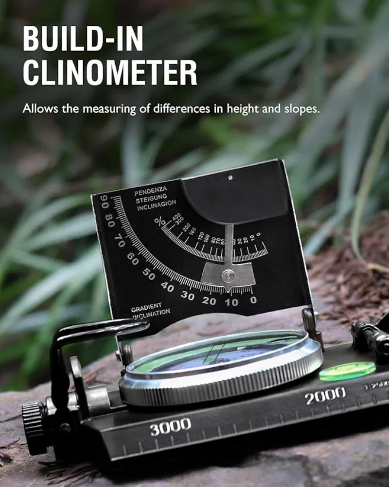 Multifunctional Military Sighting Black Compass with Inclinometer Waterproof Navigation Compass for Hiking Camping and Outdoor Use