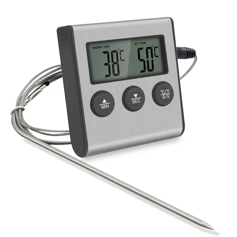 Digital Kitchen Thermometer with Stainless Steel Probe for BBQ Grill Oven Meat Cooking