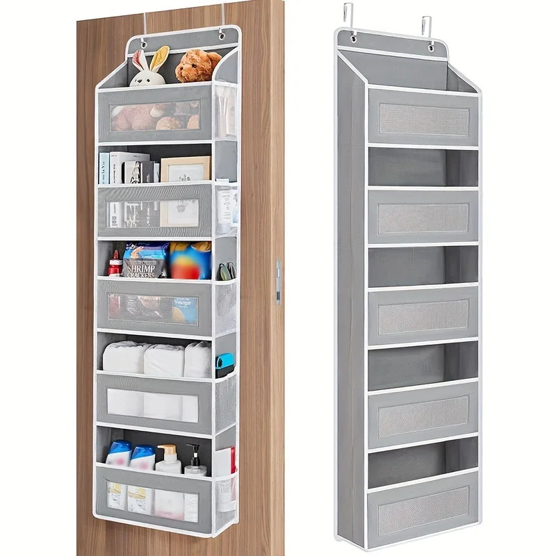 5 Shelf Gray Hanging Storage Organizer Over Door 5 Pocket Rack