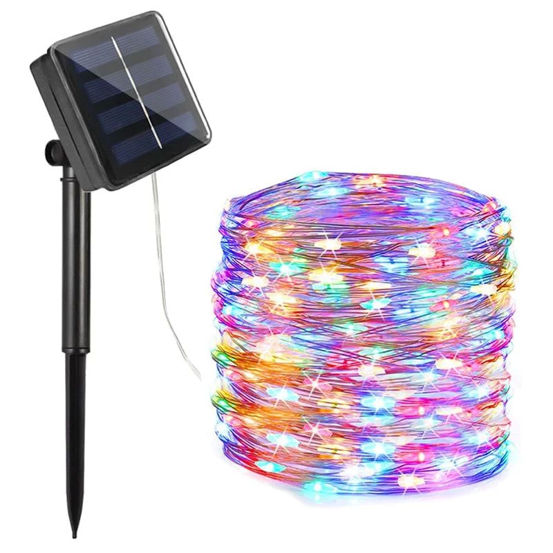 1 Piece 102m 1000 LED Solar Fairy String Lights Multicolor Waterproof Outdoor Garden Party Lights