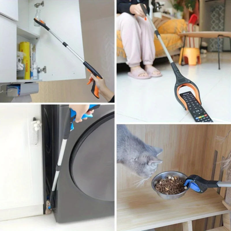 32 Inch Orange Heavy Duty Garbage Grabber with 360° Rotating Clamp Foldable Reaching Tool