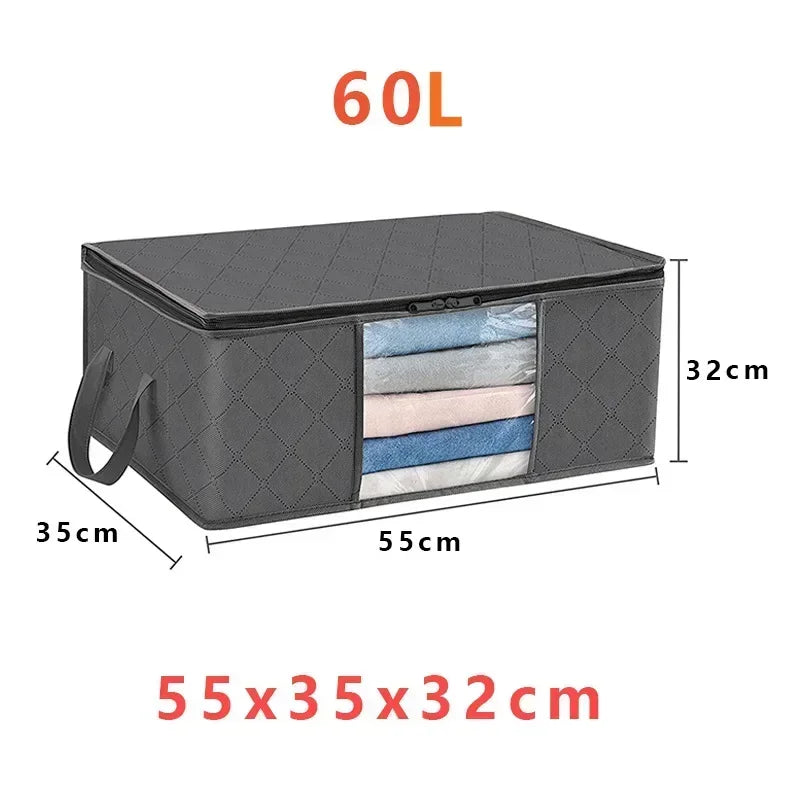 1 Piece 60L Foldable Storage Bag Clothes Blanket Organizer 55x35x32cm with Handle