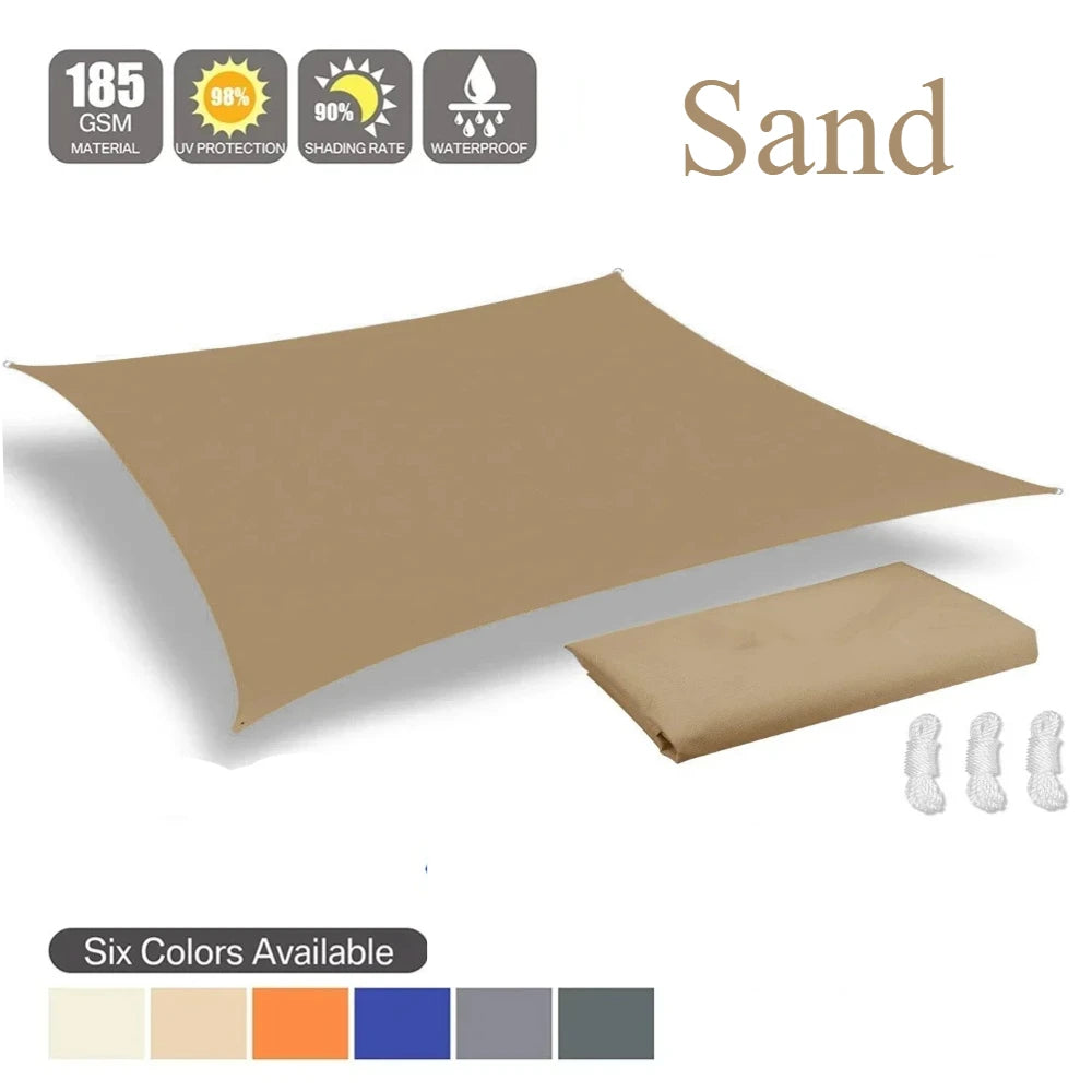 Waterproof Sun Shade Sail Sand 4 × 6 m Rectangle Canopy with 98% UV Protection for Garden Patio and Pool