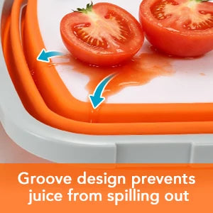 8L Collapsible Orange Food Prep Tub with Cutting Board Drain Plug for Camping BBQ and Outdoor Use