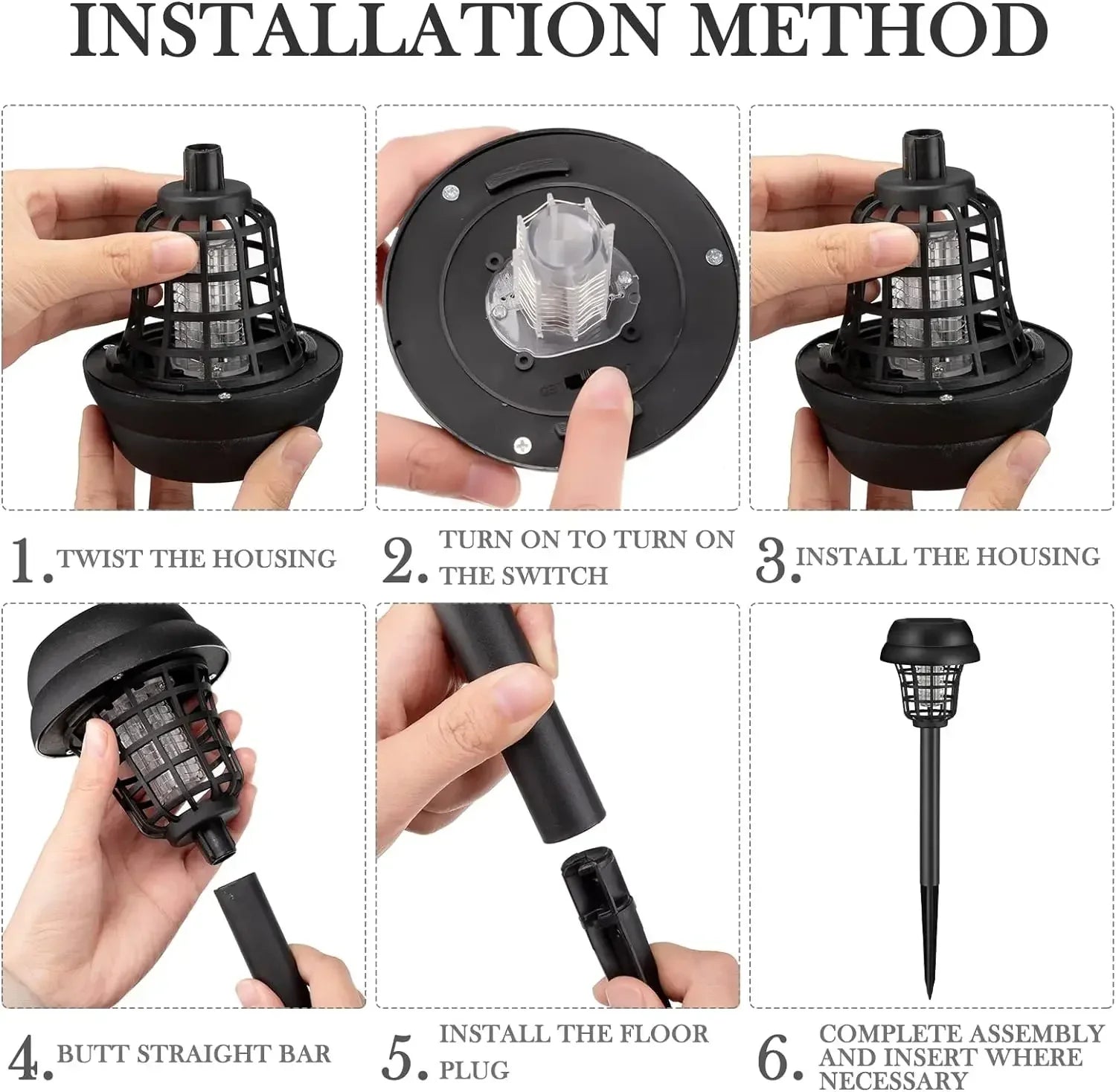 5 Piece Solar Mosquito Killer Lamp Waterproof Outdoor Garden Bug Zapper Light for Patio Camping and Yard
